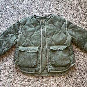 Zara Olive Green Kids Puffer Jacket